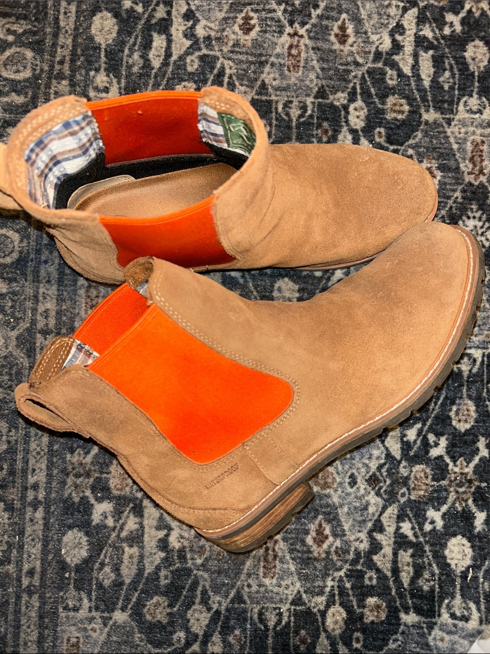 Ariat wexford waterproof Suede Chelsea Boots with Orange Elastic Panel - womens